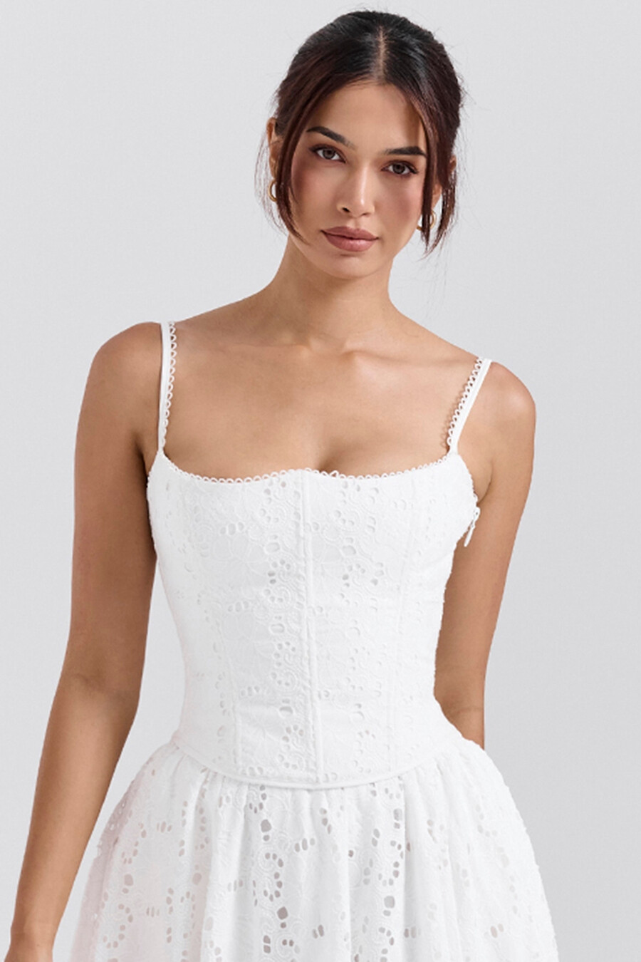 weißes broderie anglais korsett