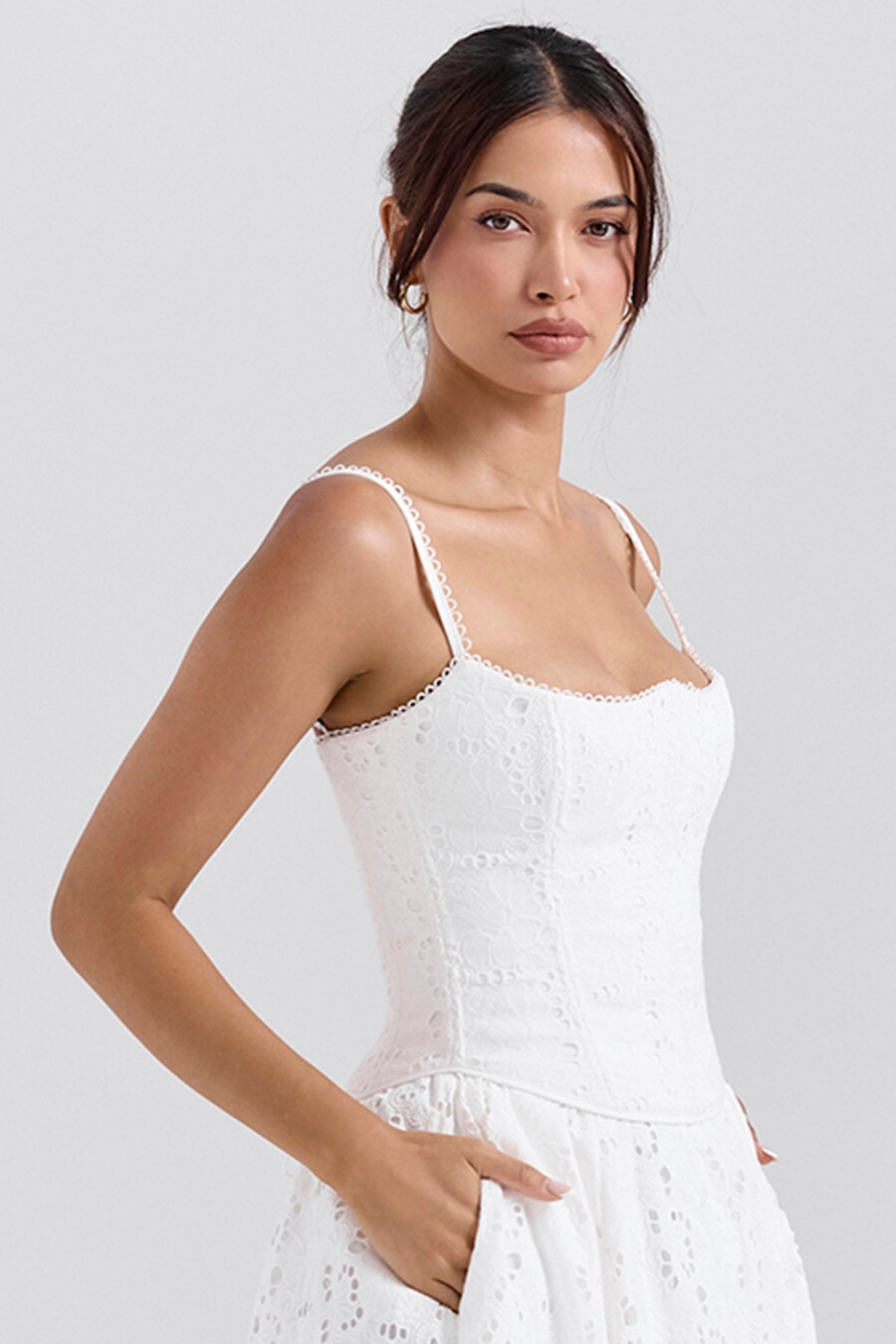 weißes broderie anglais korsett