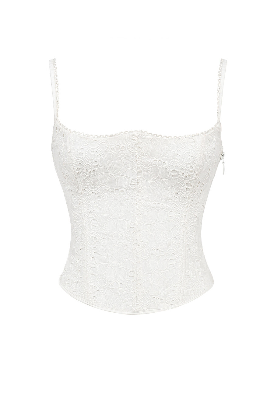weißes broderie anglais korsett