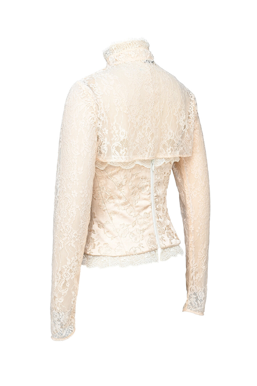 korsett und bolero aus elfenbeinfarbenem metallic-jacquard