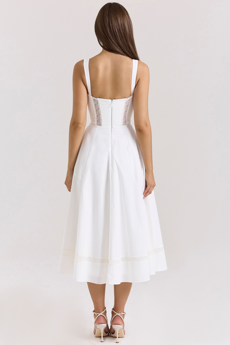 weißes baumwoll-midikleid