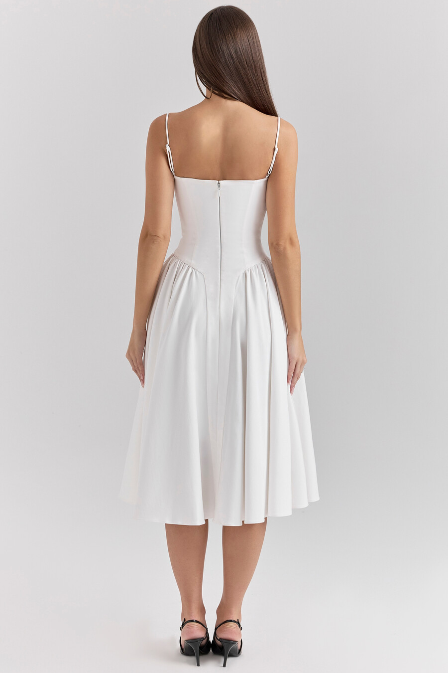 weißes korsett-midikleid