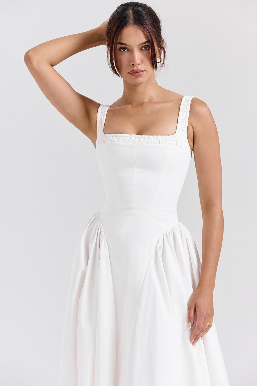 weißes baumwoll-midikleid
