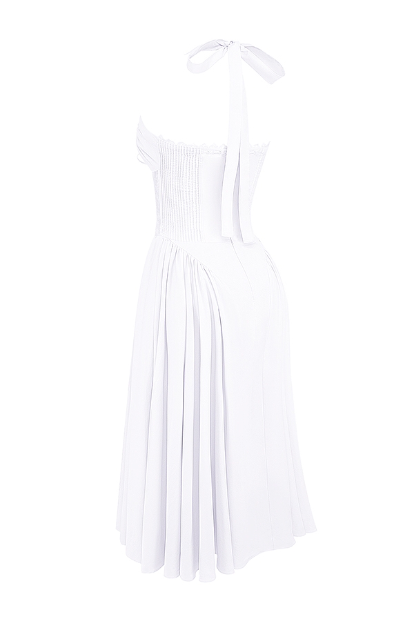 weißes baumwoll-neckholder-sommerkleid