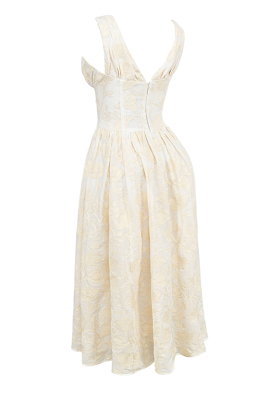 vintage elfenbeinfarbenes korsettkleid mit blumenstickerei