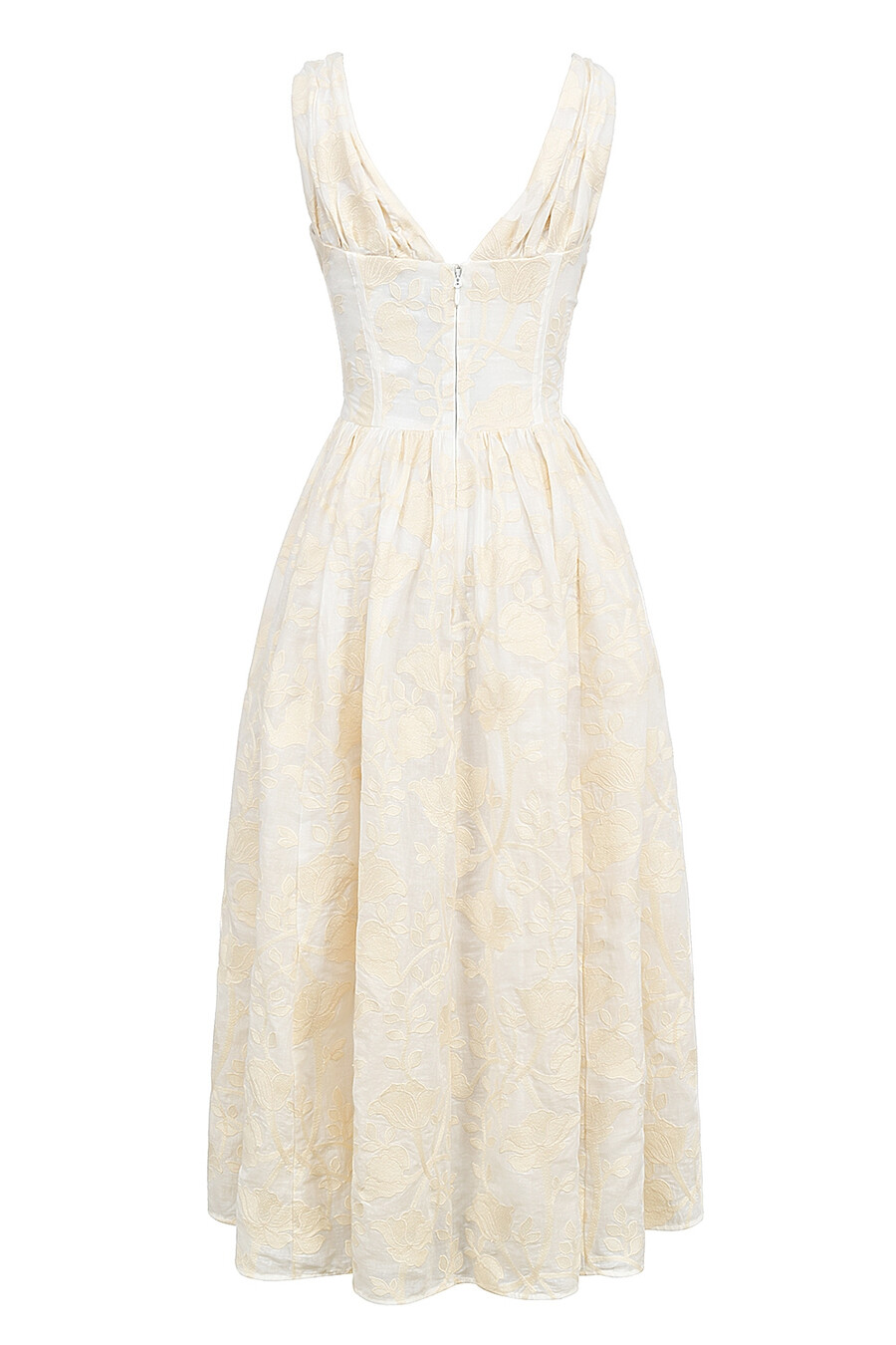 vintage elfenbeinfarbenes korsettkleid mit blumenstickerei