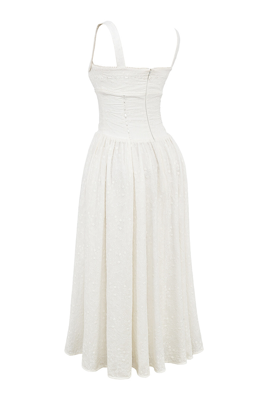 weißes midi-sommerkleid mit broderie anglais