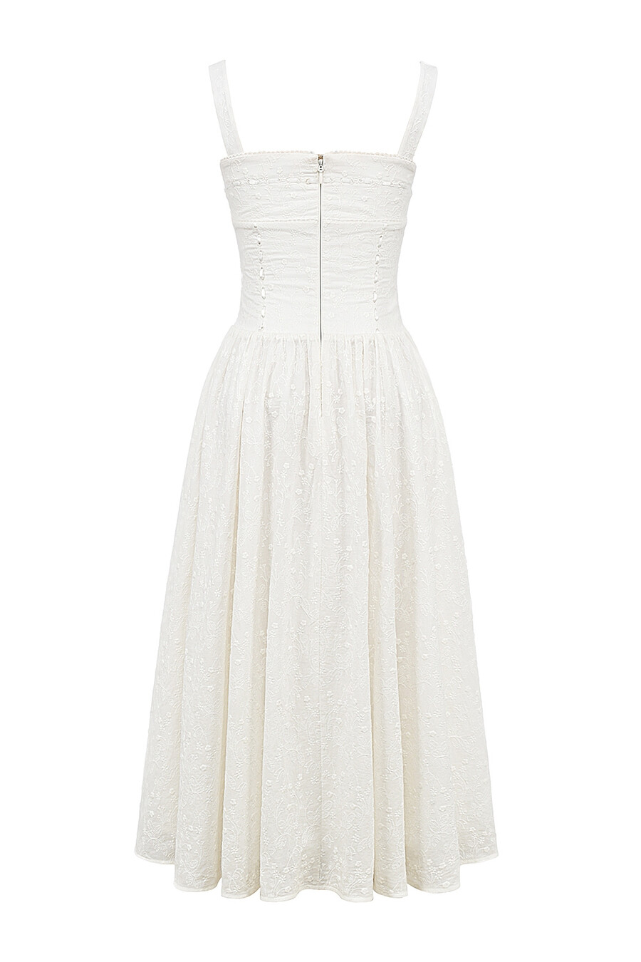 weißes midi-sommerkleid mit broderie anglais