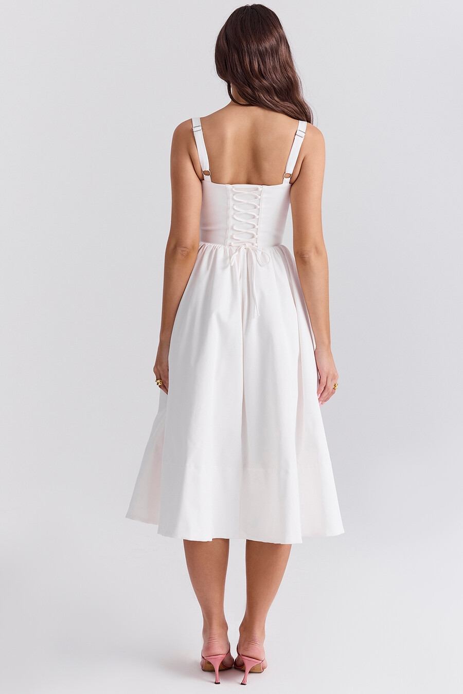 weißes korsett-midikleid