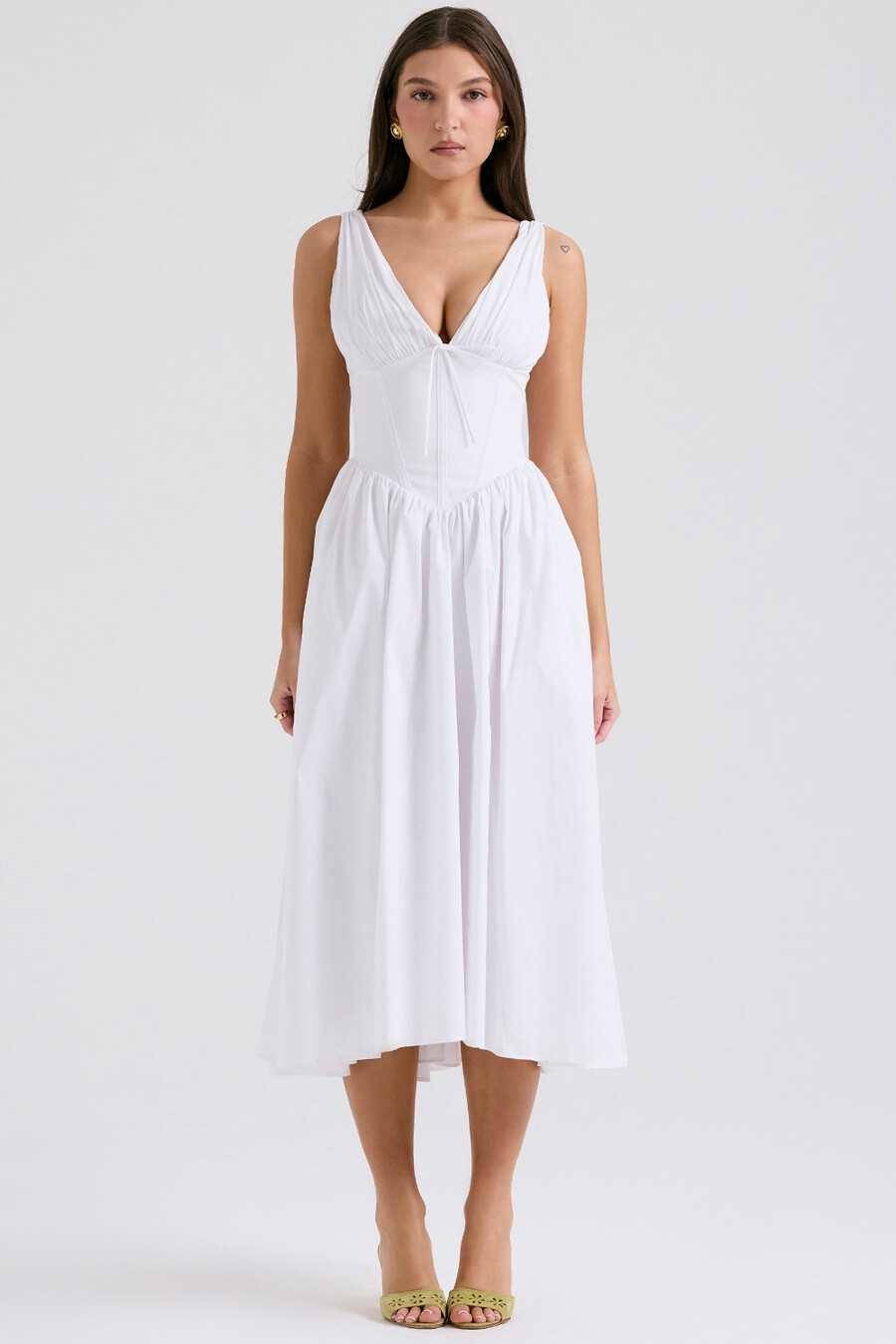 weißes baumwoll-korsett-sommerkleid