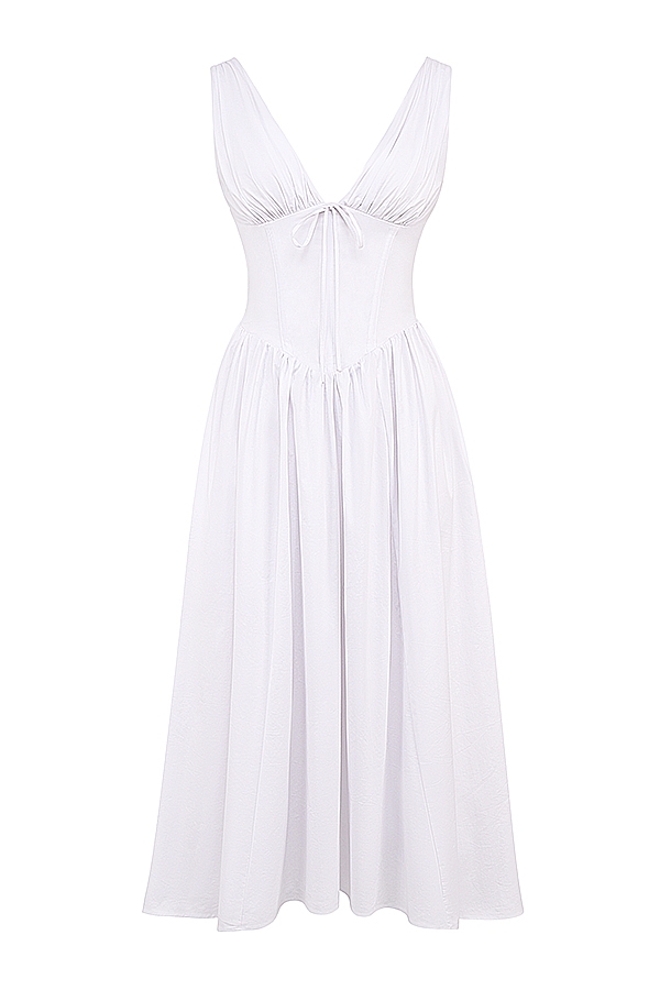 weißes baumwoll-korsett-sommerkleid