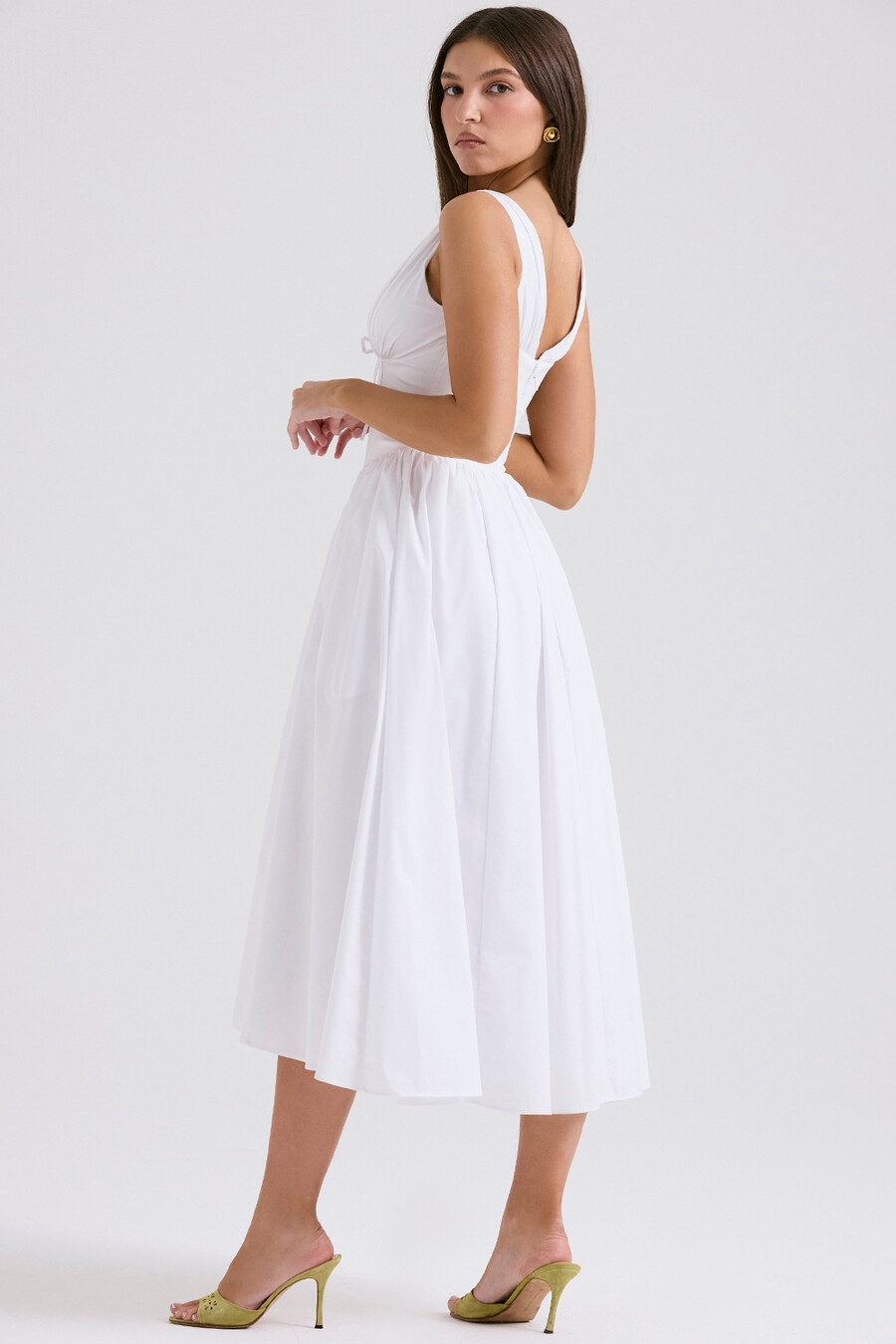 weißes baumwoll-korsett-sommerkleid