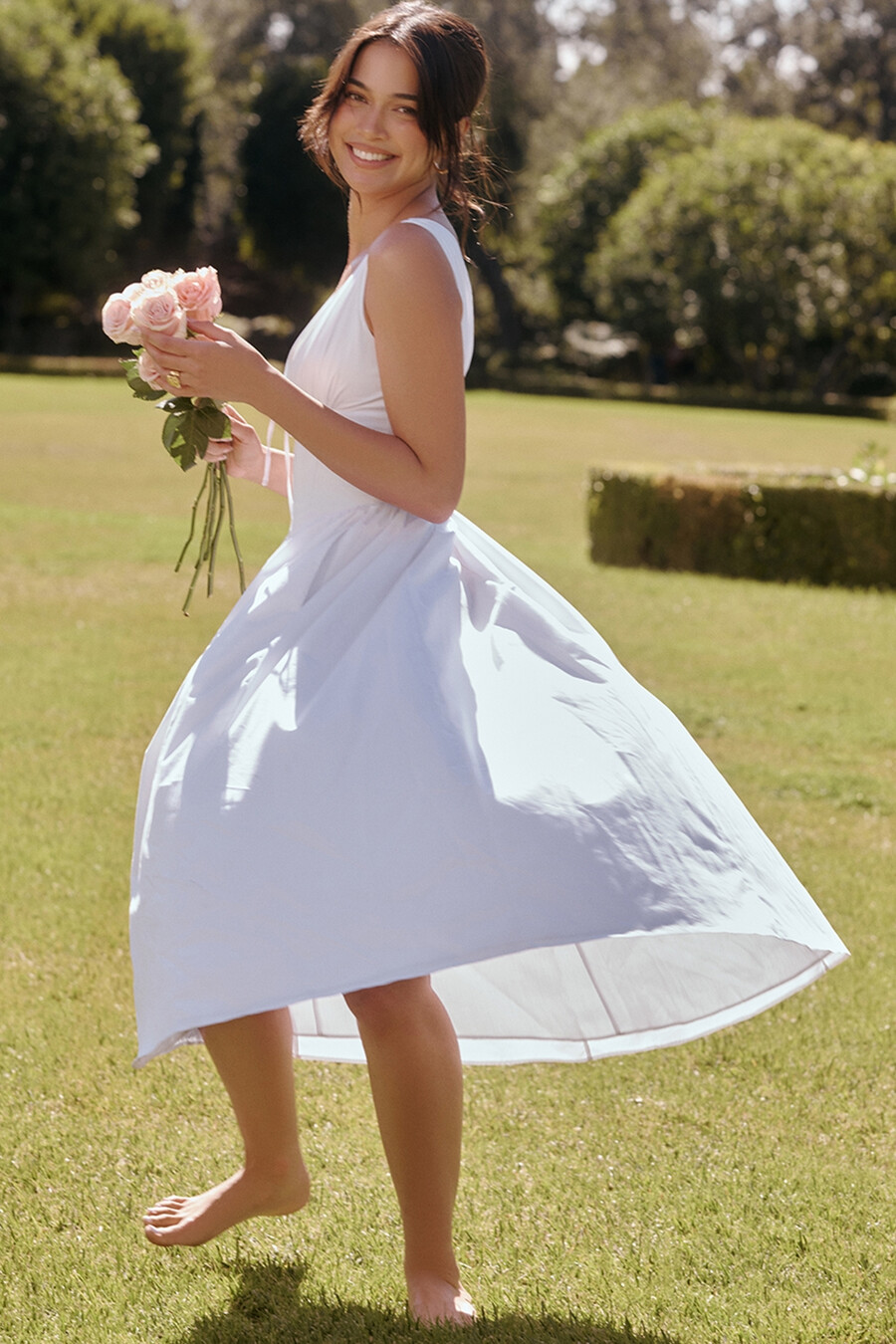 weißes baumwoll-korsett-sommerkleid