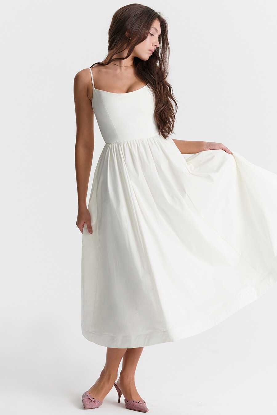 elfenbeinfarbenes korsett-sommerkleid