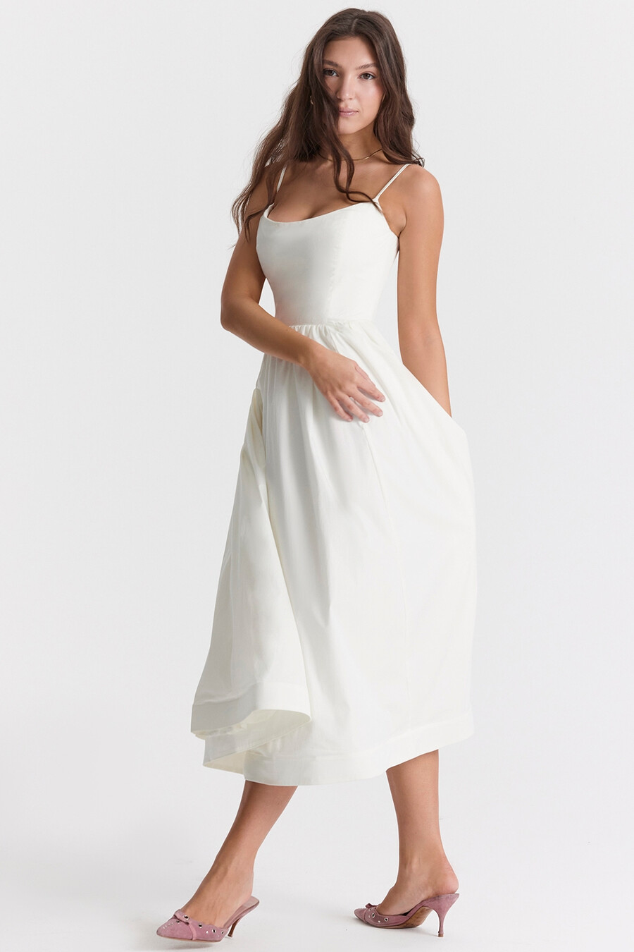 elfenbeinfarbenes korsett-sommerkleid