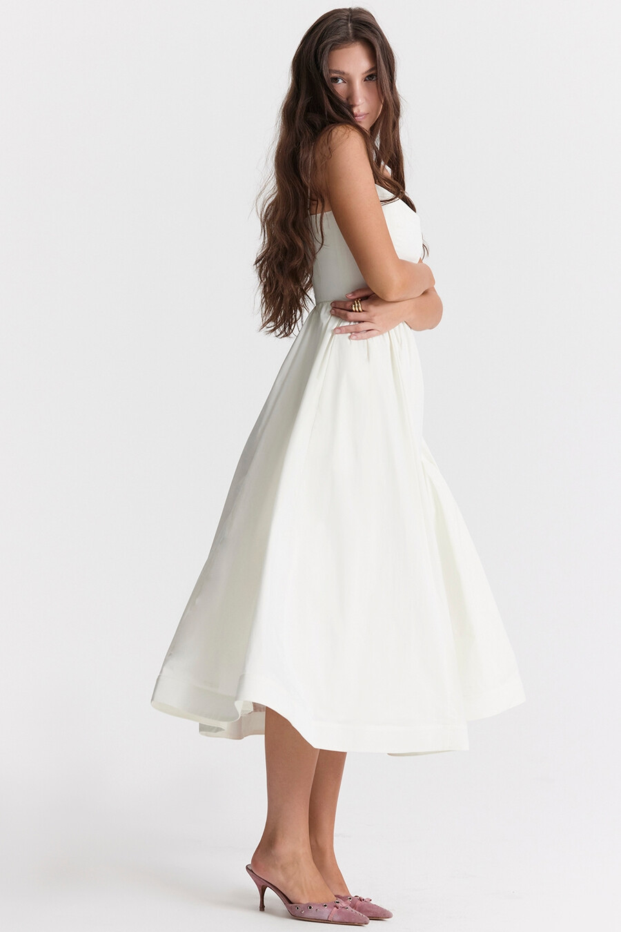 elfenbeinfarbenes korsett-sommerkleid