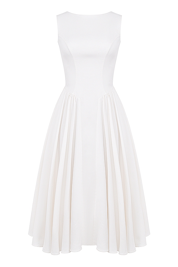 weißes twill-midikleid
