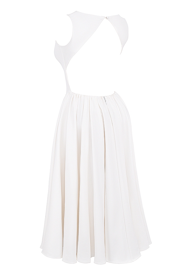 weißes twill-midikleid