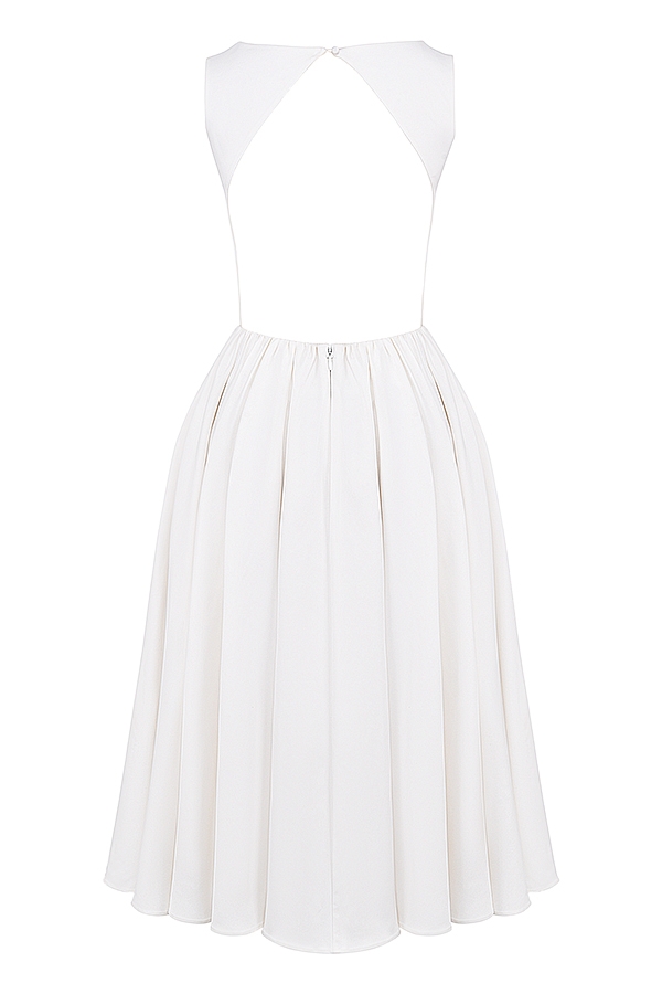 weißes twill-midikleid
