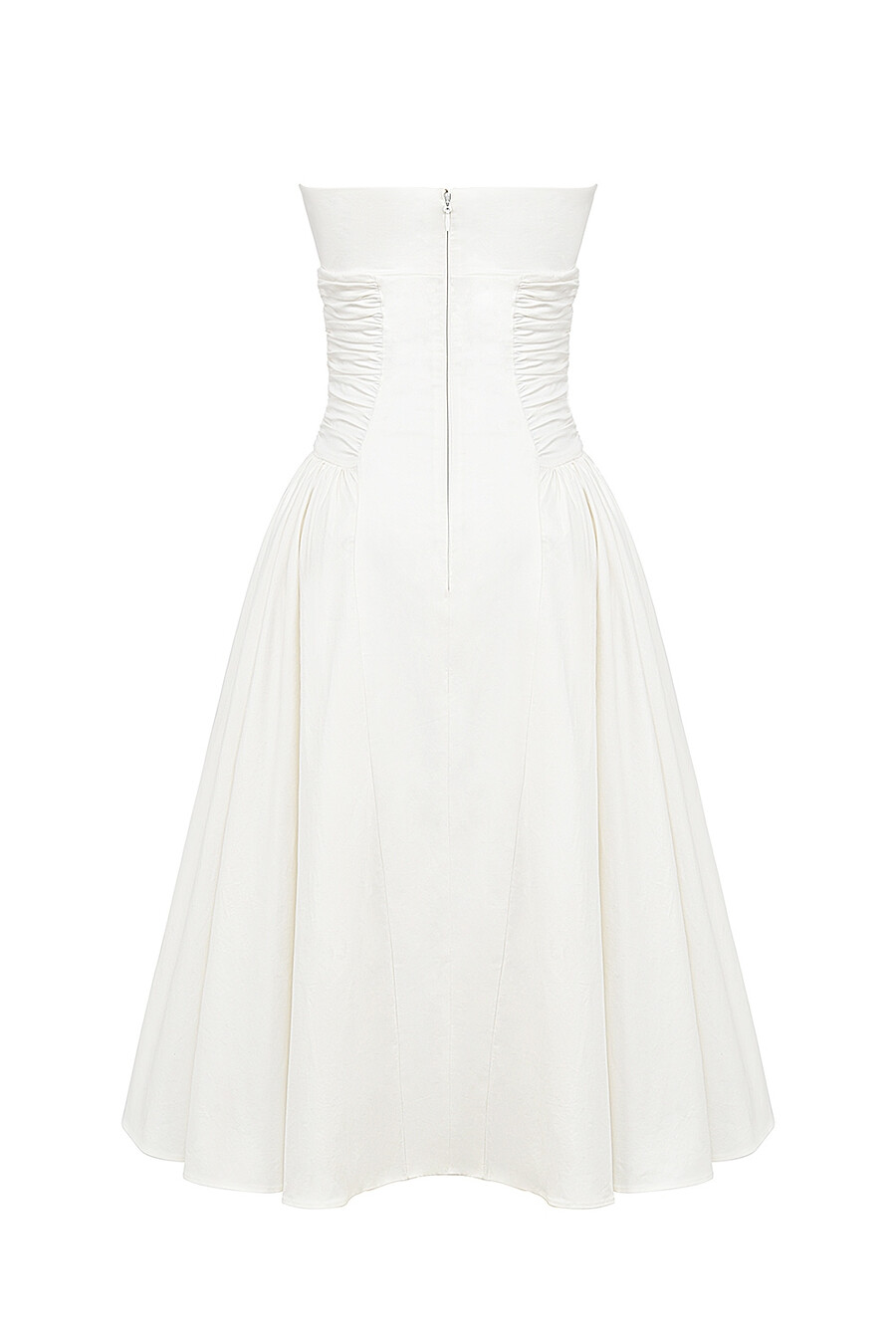 weißes trägerloses midi-sommerkleid aus baumwolle