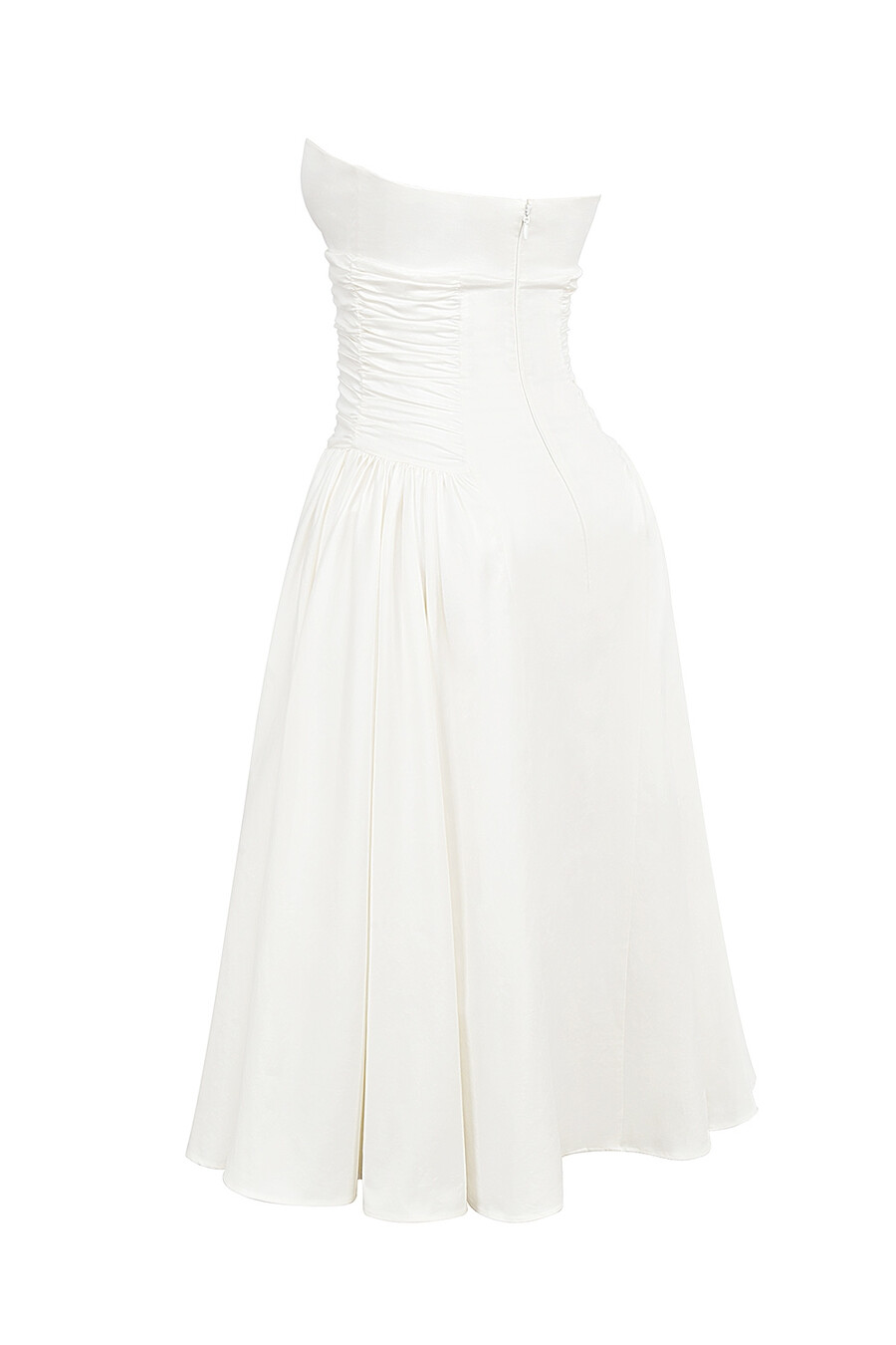 weißes trägerloses midi-sommerkleid aus baumwolle