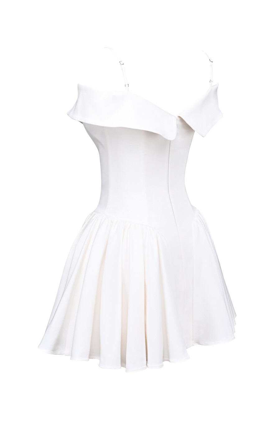 weißes minikleid aus twill mit carmen-ausschnitt