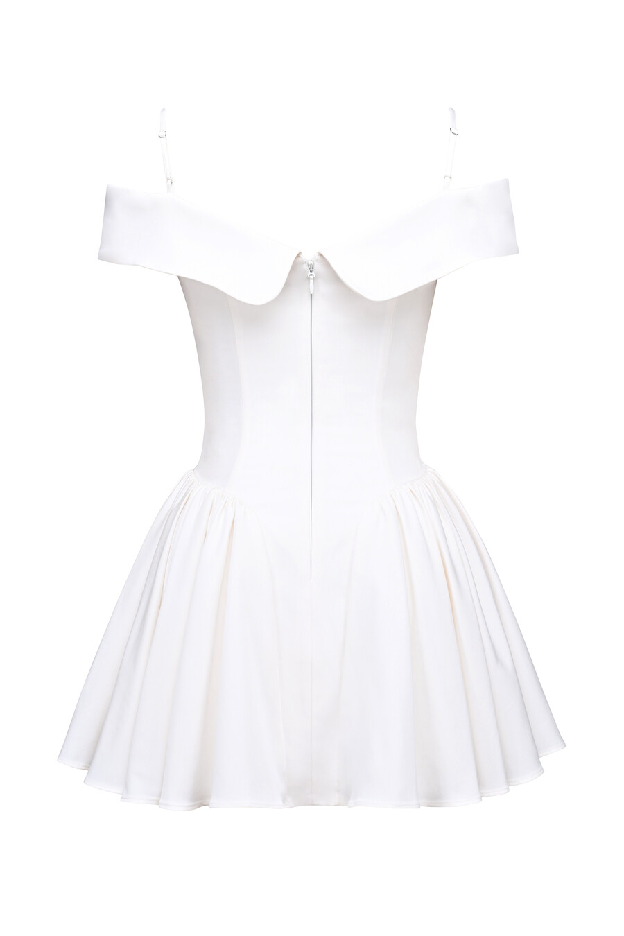weißes minikleid aus twill mit carmen-ausschnitt