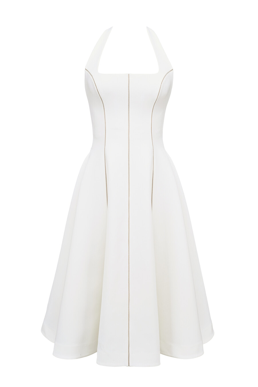 elfenbeinfarbenes midikleid mit neckholder