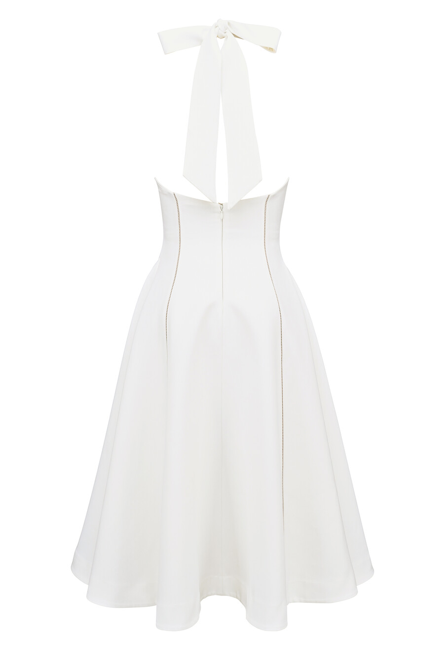 elfenbeinfarbenes midikleid mit neckholder