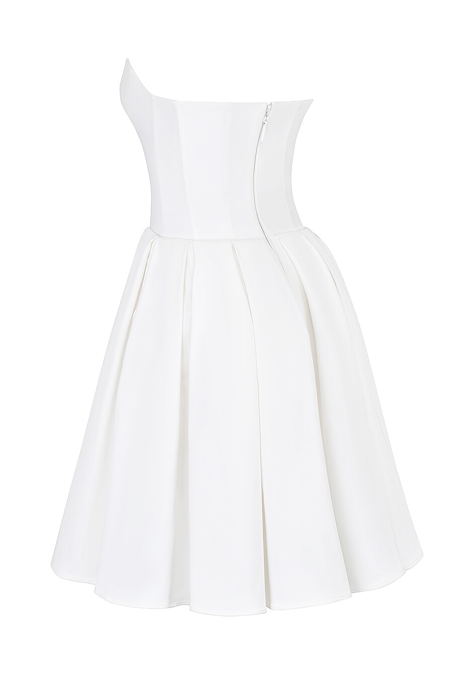 weißes trägerloses plissiertes minikleid