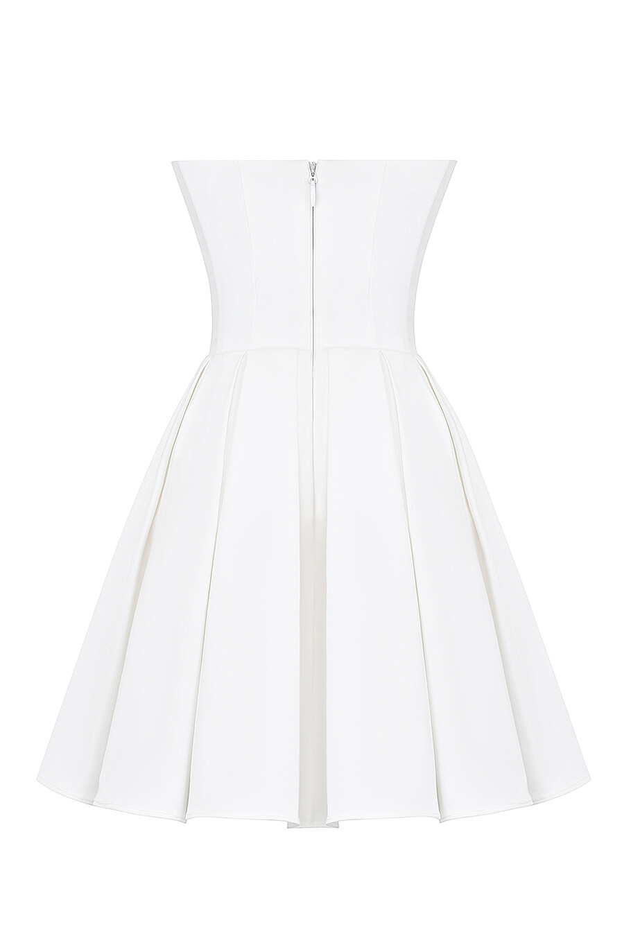 weißes trägerloses plissiertes minikleid