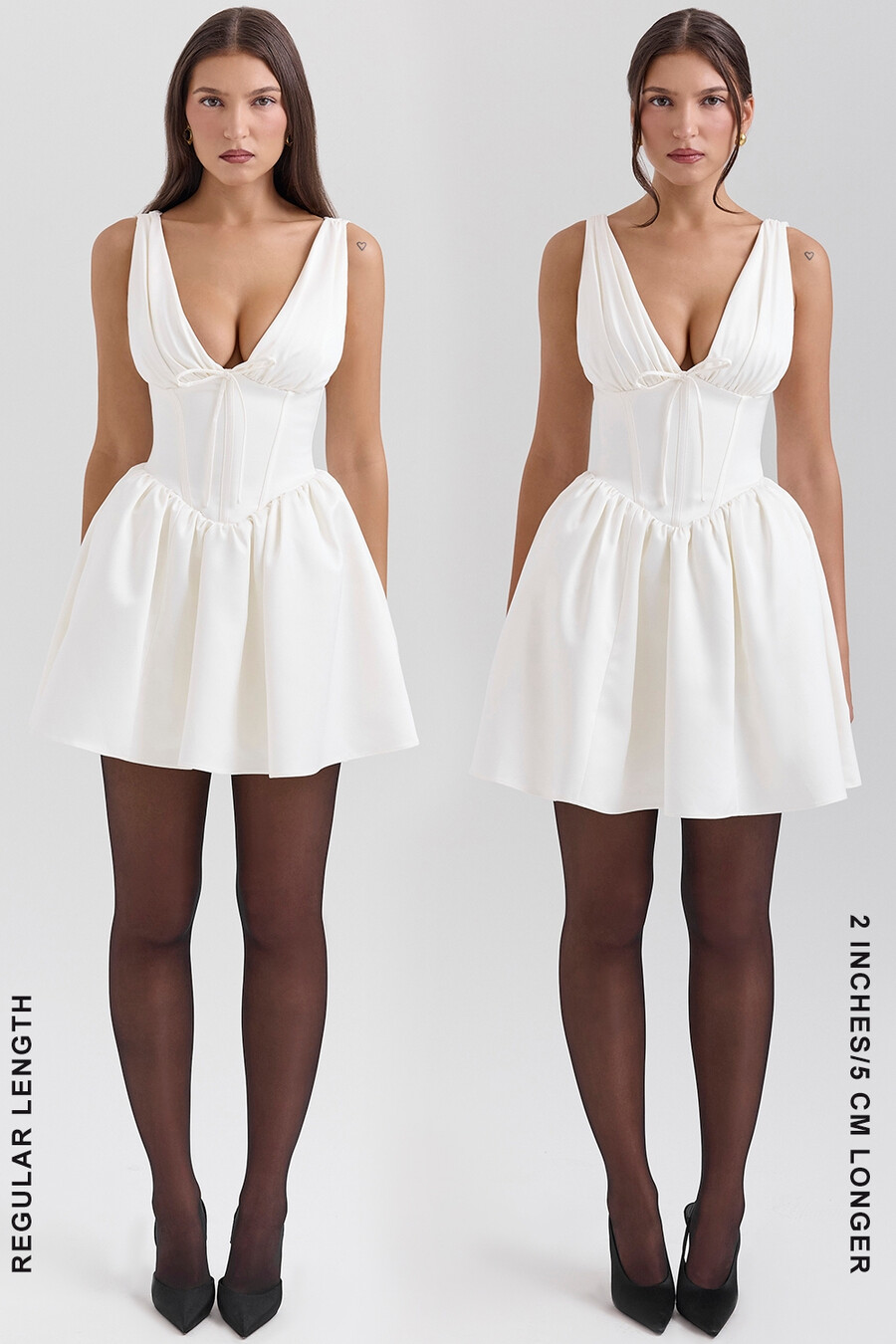minikleid aus elfenbeinfarbenem satin