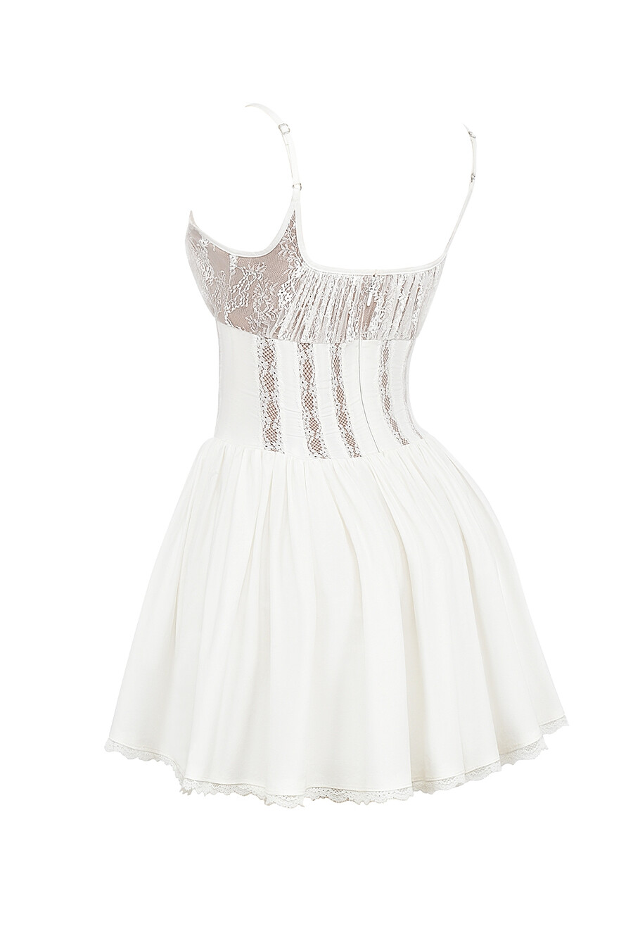 weißes baumwoll-korsett-minikleid