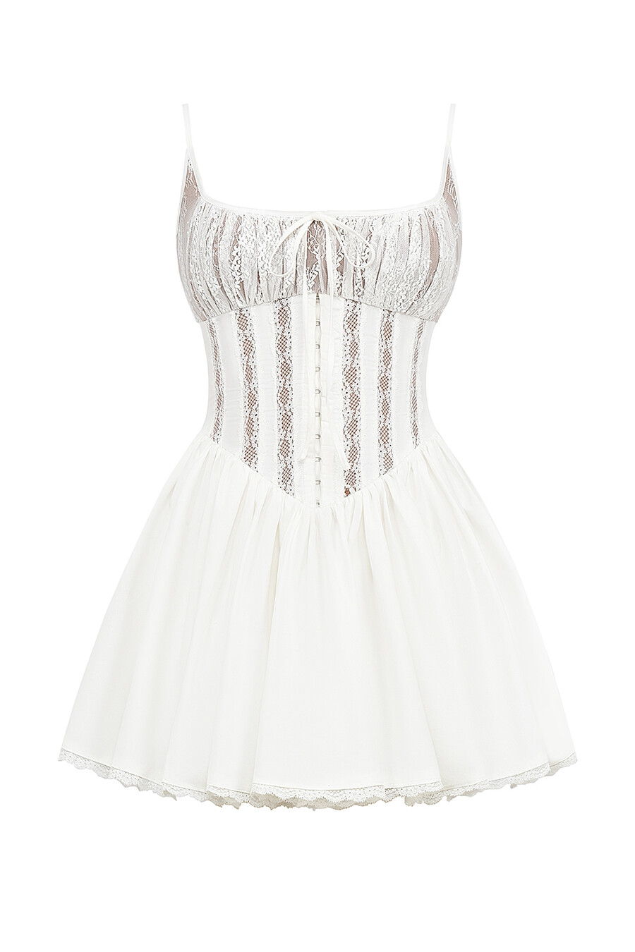 weißes baumwoll-korsett-minikleid