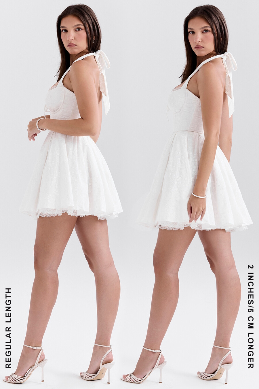 weißes broderie-anglais-neckholder-minikleid