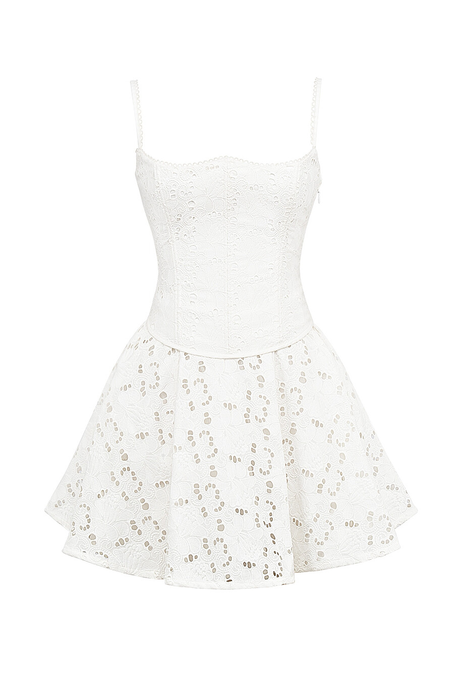 weißes broderie-anglais-minikleid