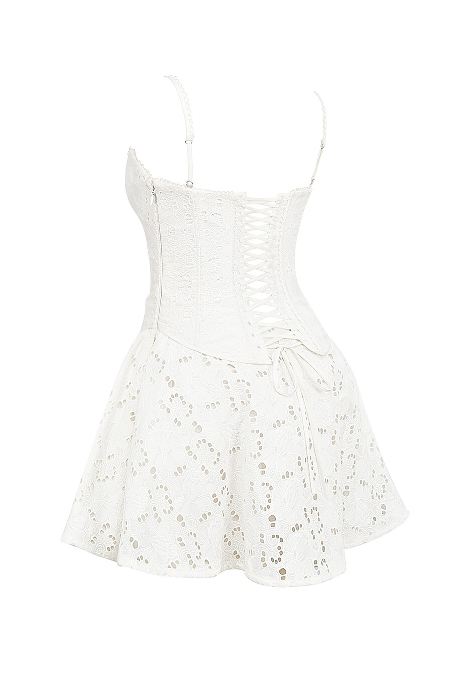 weißes broderie-anglais-minikleid