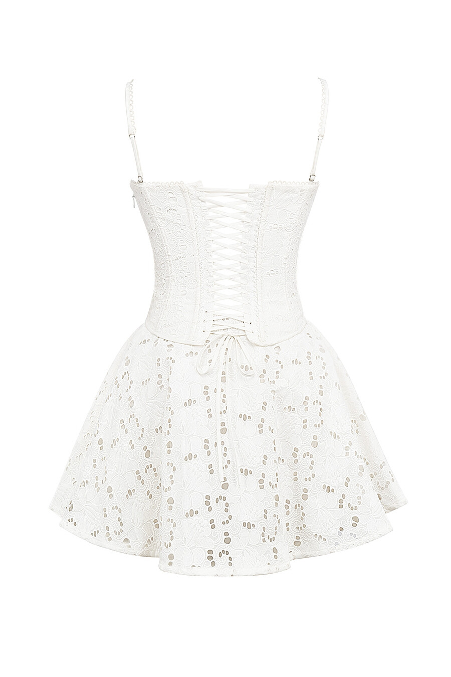 weißes broderie-anglais-minikleid