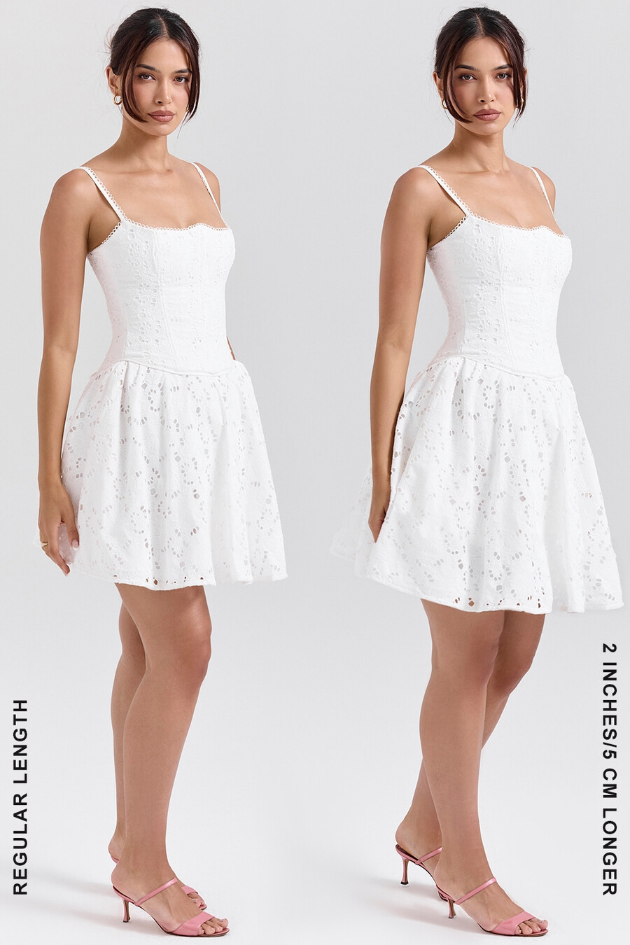 weißes broderie-anglais-minikleid