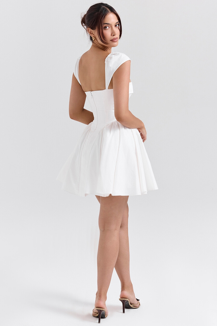 weißes baumwoll-korsett-minikleid