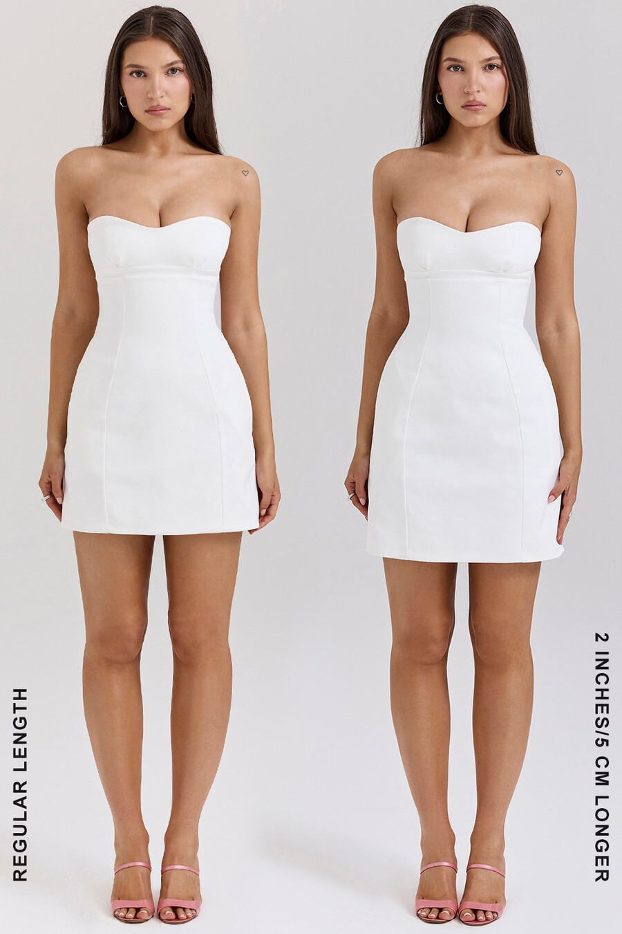 weißes trägerloses minikleid aus twill