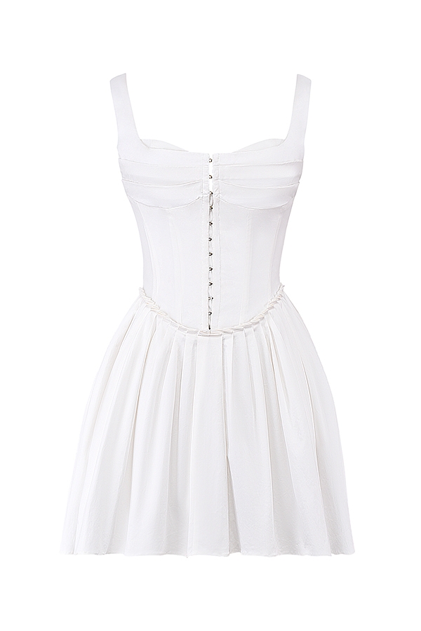 weißes plissiertes minikleid