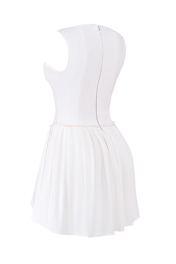weißes plissiertes minikleid