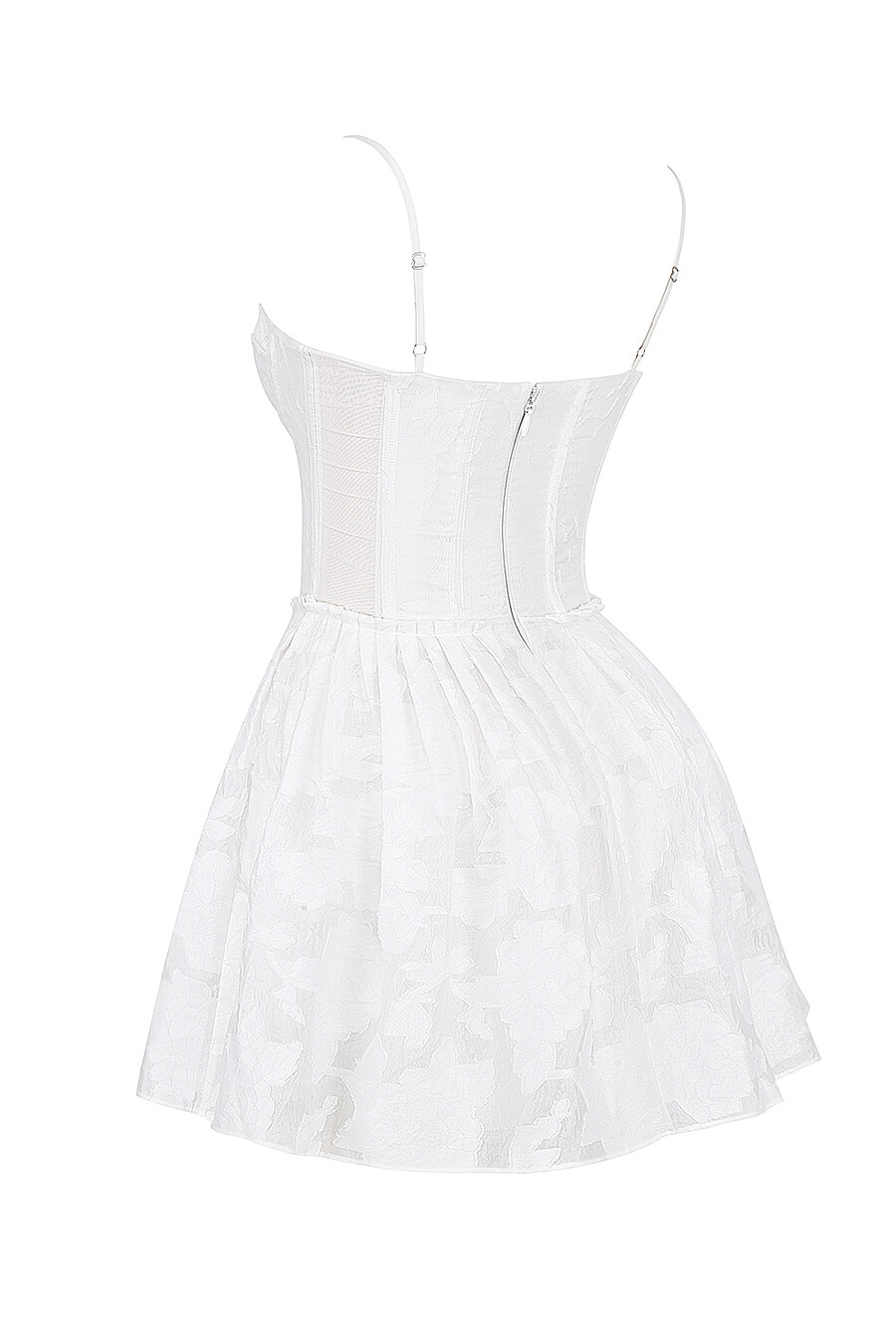 weißes jacquard-korsett-minikleid