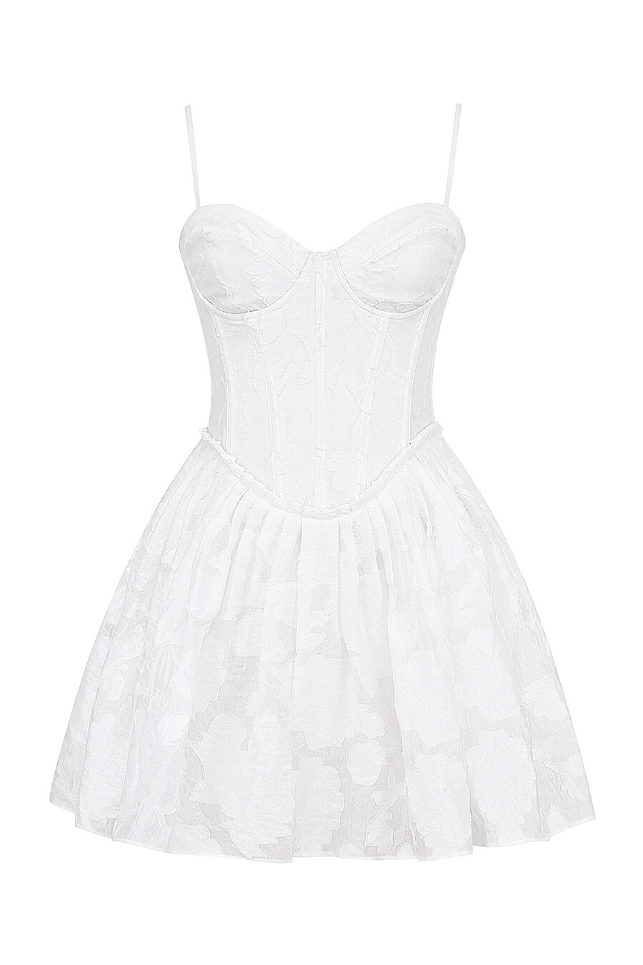weißes jacquard-korsett-minikleid