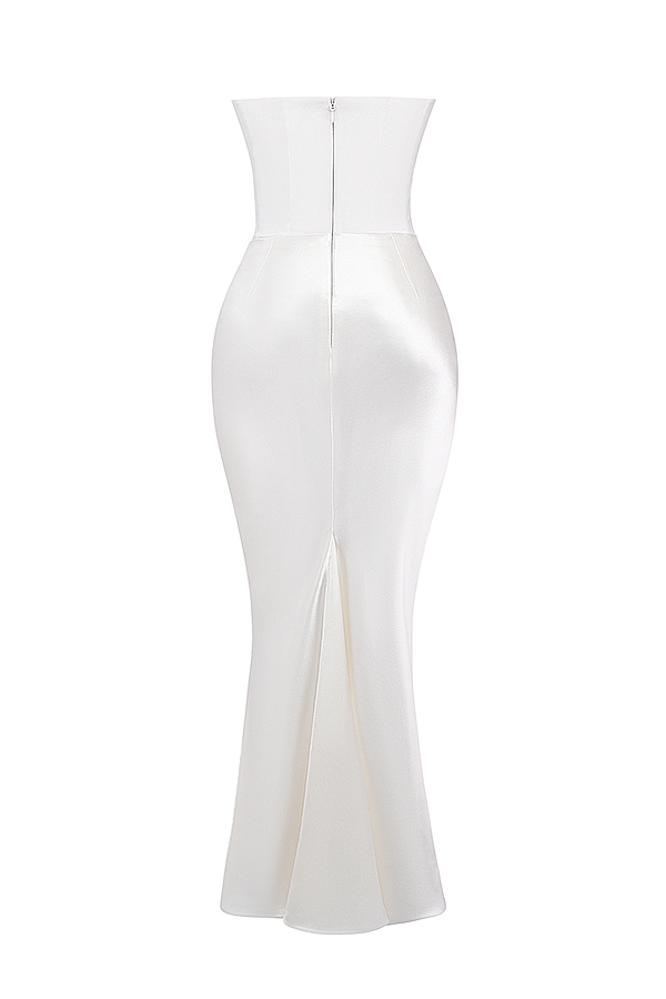 elfenbeinfarbenes trägerloses korsettkleid