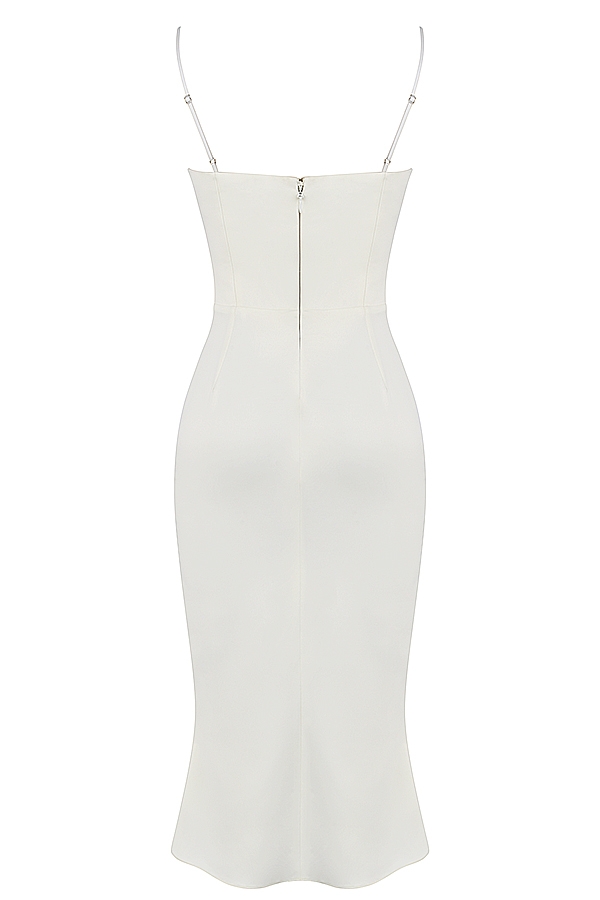 elfenbeinfarbenes satin-korsettkleid mit cut-outs