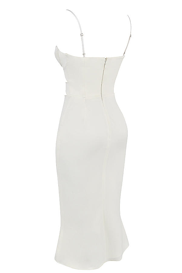 elfenbeinfarbenes satin-korsettkleid mit cut-outs