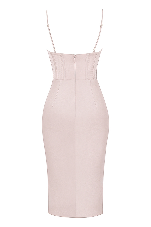 midikleid aus kristall-satin mit korsettmuster