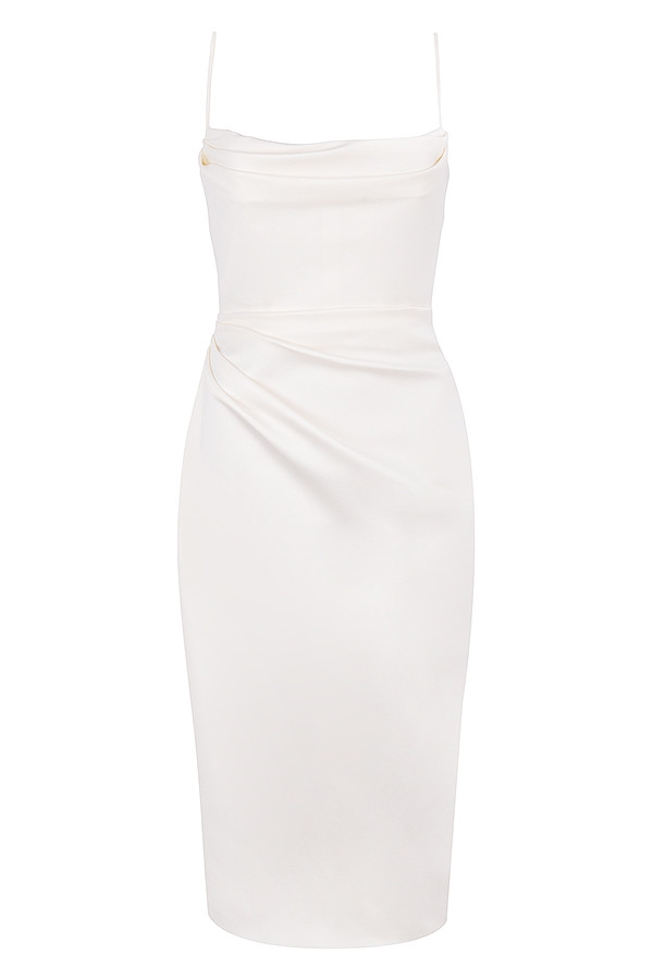 elfenbeinfarbenes satin-korsettkleid